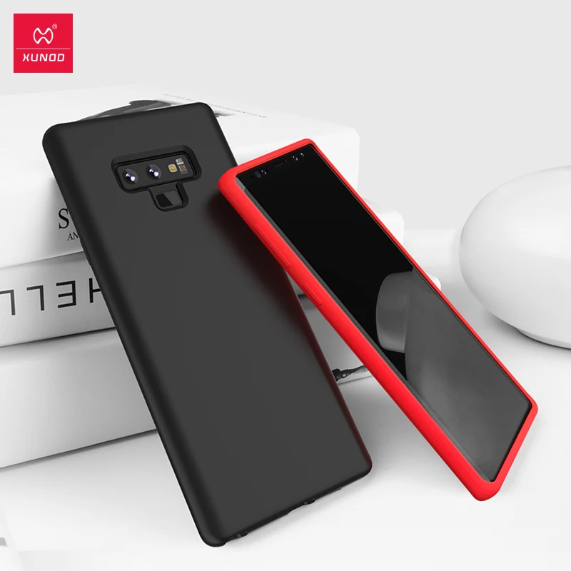 

XUNDD Liquid Silicon Protective case with screen protector for galaxy note9 soft silicone note 9 case pure color cover Reno