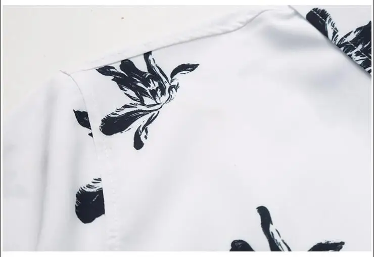 2019 Новая мода с цветочным принтом рубашка коротким рукавом Мужская Летняя Повседневная Мужская s гавайская рубашка Slim Fit Мужские рубашки с
