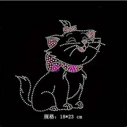 

2pc/lot Cute cat hot fix rhinestones hot fix rhinestone transfer motifs iron on transfers motif patches for shirt coat