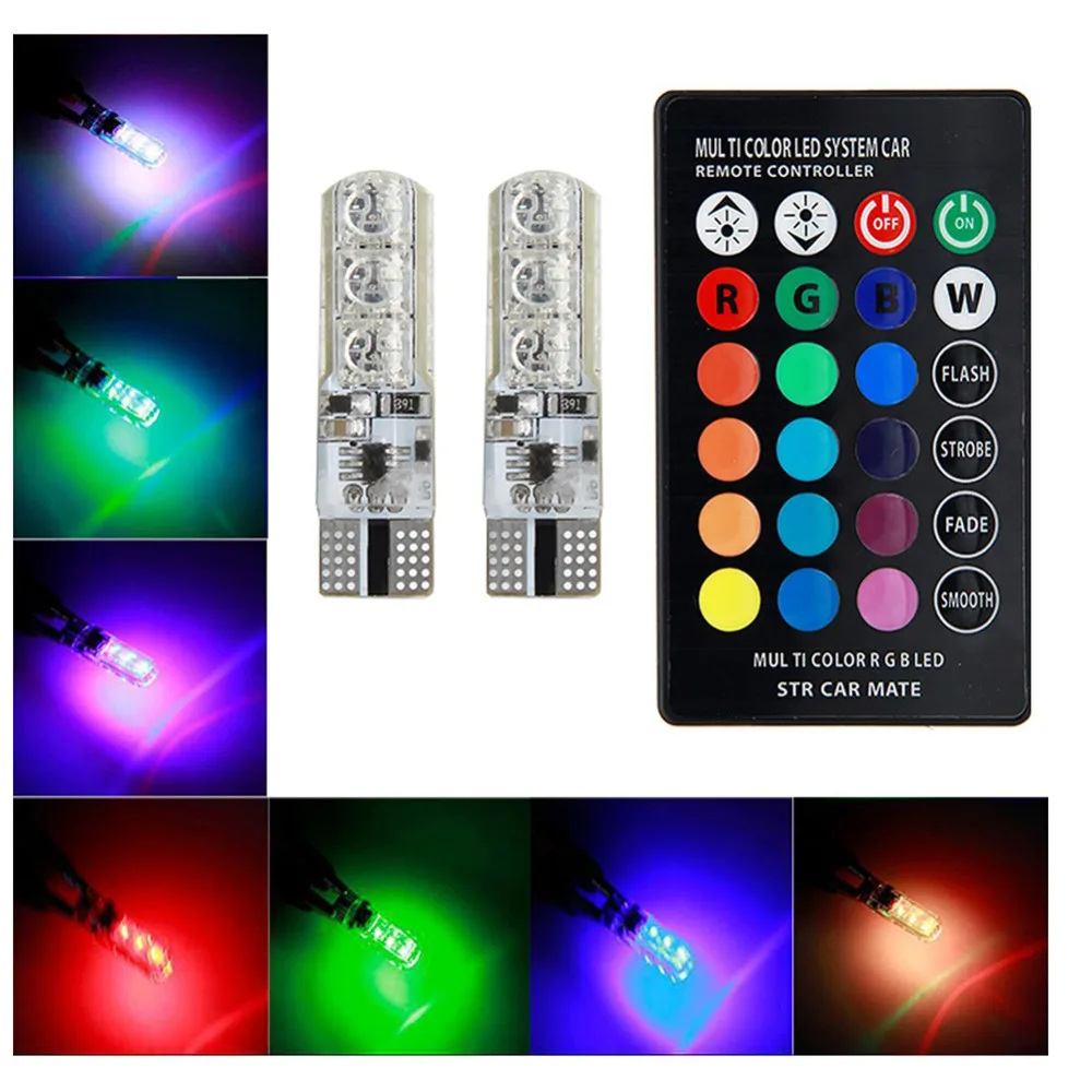 RGB T10 светодиодный Габаритные фонари для автомобиля SMD RGB T10 светодиодный пульт дистанционного управления ширина внутренний источник