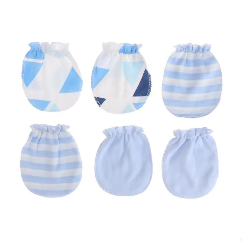 3 пары, модные детские перчатки против царапин, Хлопковые варежки-царапки для защиты новорожденных