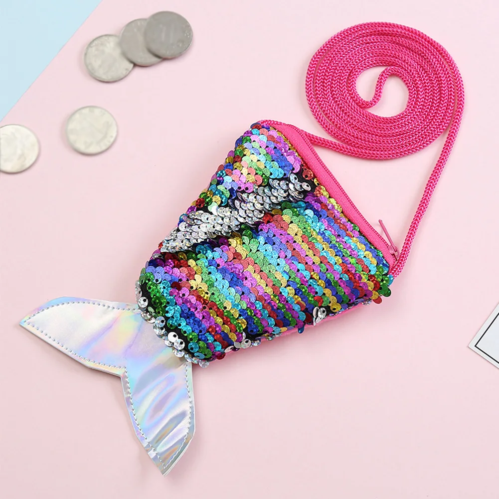 Подарок пайетками милые фасона «рыбий хвост» Детская мягкая сумка для девочек Повседневное кросс-боди портмоне сумки на плечо мини-кошелек на молнии - Цвет: Colorful