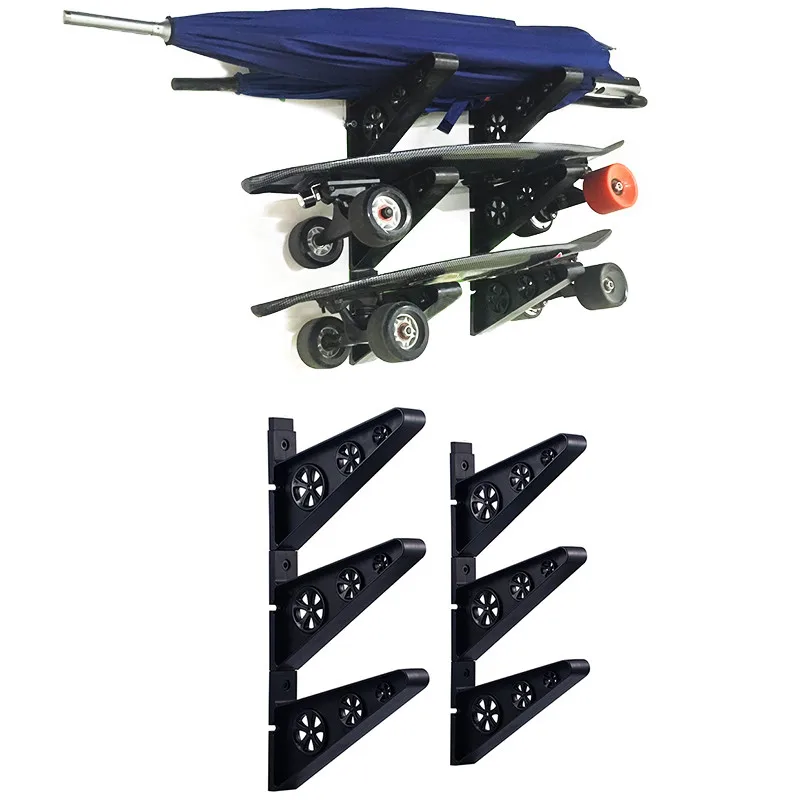 

3Pairs Skateboard Wall Mount Rack Skateboard Storage Hanger Holder Balancing Scooter Organisation Hook Longboard Display Tools
