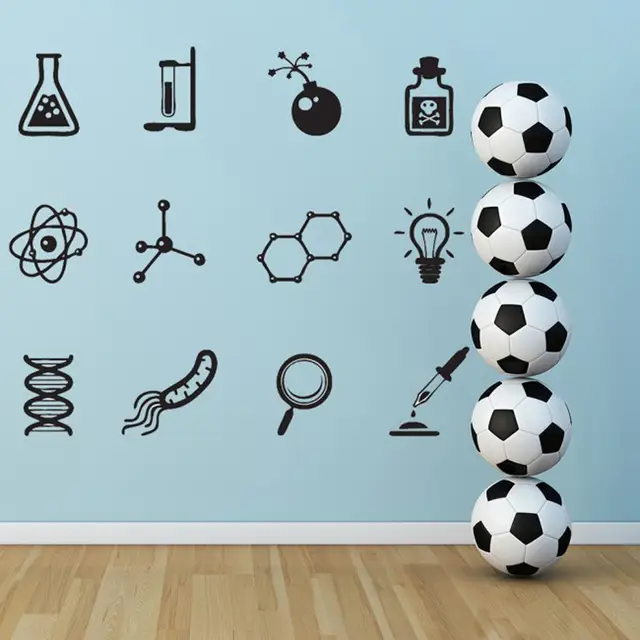 Us 7 79 16 Off Assorted Science Lab Symbols Wall Sticker Science Wall Art Decal Classroom Decoration Removable Home Decor Bedroom Stickers S280 In