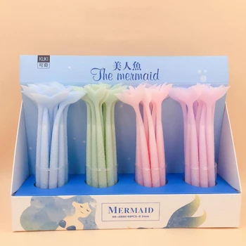 

4 Pcs/set Cartoon Silicone Candy Color Mermaid Tail Black Colored Gel Pens for Writing Stationery Pens Office School Supplies
