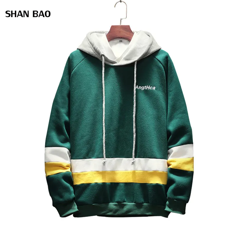 Hoodies Men 2018 Autumn Fashion Patchwork Men's Sweatshirts Casual Slim Letter Pullover Hooded Hoodies And Sweatshirt Men 5XL