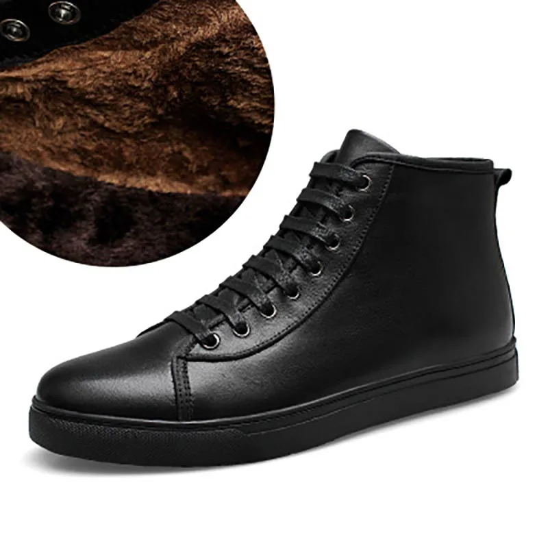 2018 Taille Casual Bottes Cuir Masorini Hommes Plus Ww Grande Mode Cheville Véritable Fur black Automne Chaussures 647 Hiver 48 Homme 37 En d0qwxZq