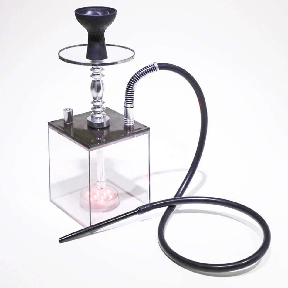 

Transparent Hookah Shisha with Silicone HookahBowl Smoking Pipe LED Light Narguile Sheesha Chicha Acrylic Shisha Set