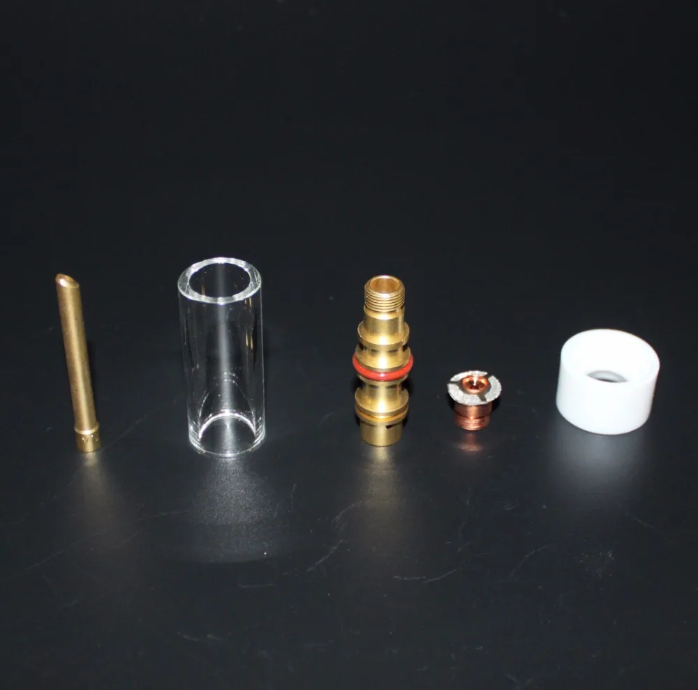 

5PCS TIG Welding Torch Collet Gas Lens Long Glass Cup For WP SR 17 18 26