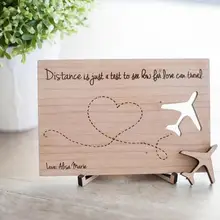 Деревянная открытка-отношения на расстоянии-расстояние-это просто тестовая открытка, открытка на день Святого Валентина, Заказные подарки ко дню Святого Валентина