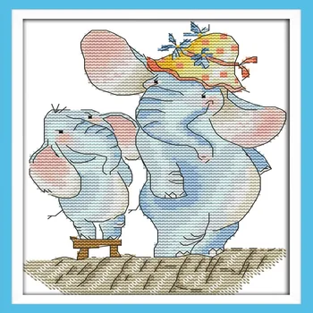 

Hot Joy Sunday Cross Stitch Elephant Pattern I Grow Taller DIY Full Set Of Cross Stitch Embroidery Kits For Kids Adult Beginner
