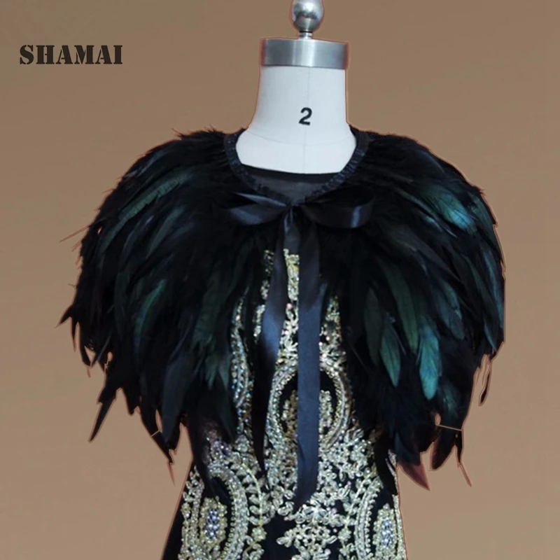 SHAMAI черная меховая Свадебная накидка Болеро накидка Свадебная шаль размер на заказ