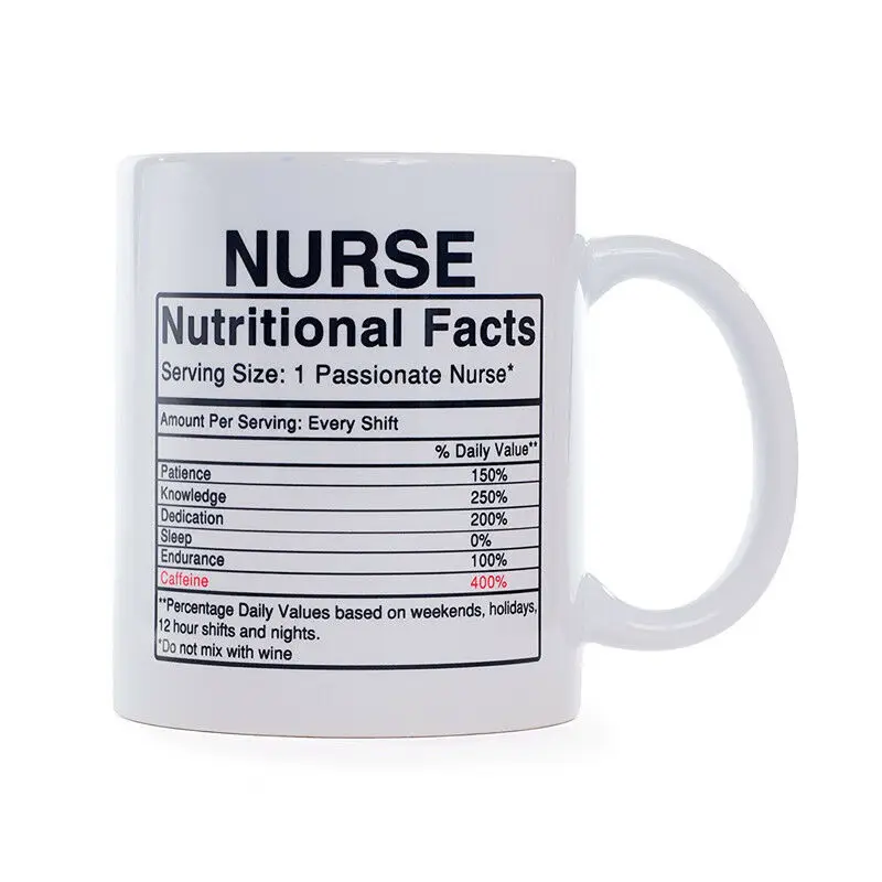 Funny Nurse Gifts Novelty Nurses Nutritional Facts Label Coffee Mugs