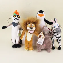 Madagascar 5 Classic Plush Dolls Penguin Skipper Lion Alex Zebra Marty King Julien Hippopotamus Gloria Kids