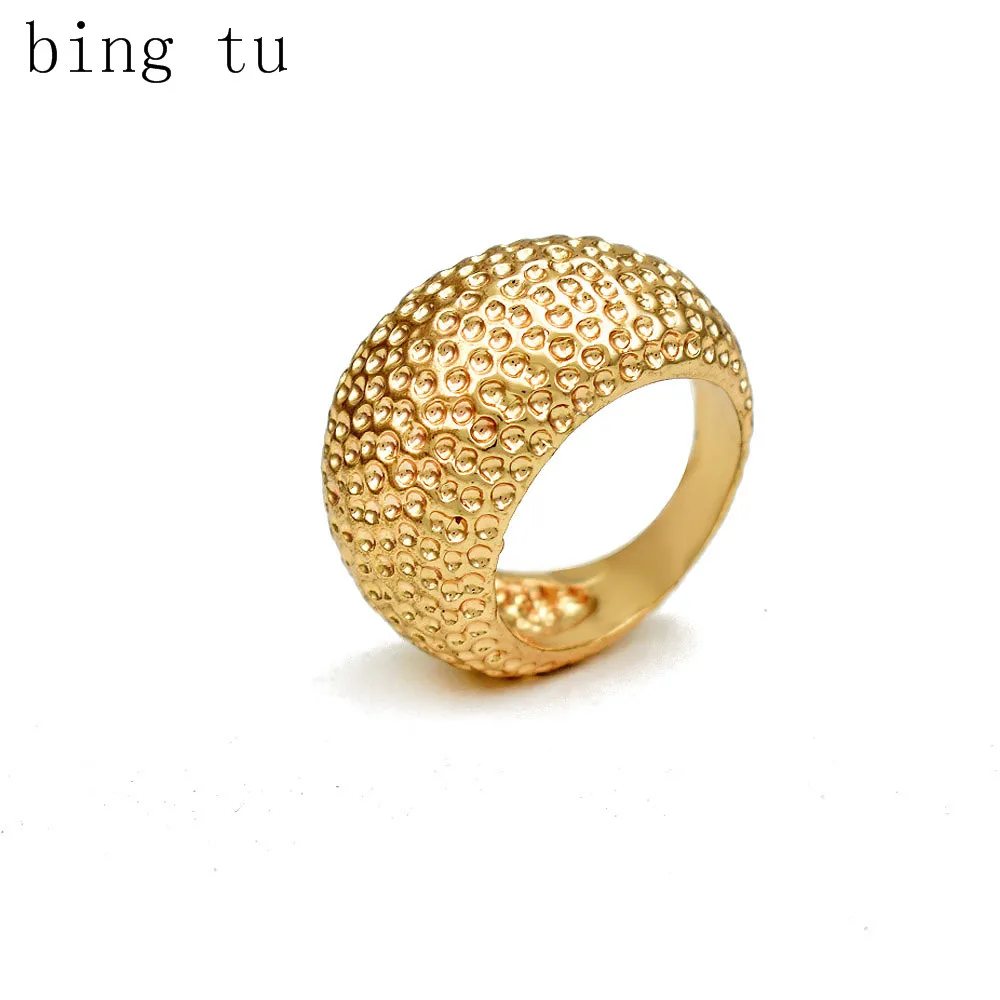 

Bing Tu Simple Women Gold Color Finger Ring Metal Jewelry Personalized Wedding Party Jewellery Female Rings bague femme