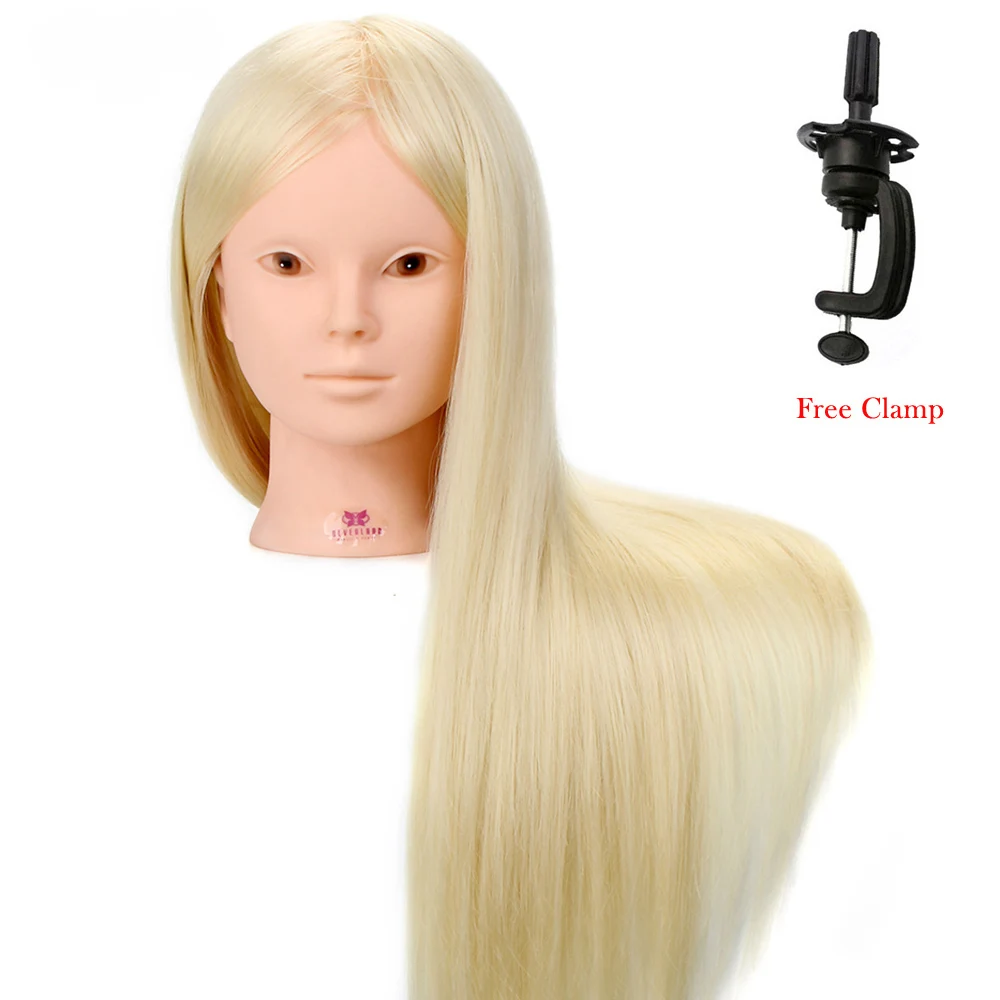 

Salon Training Head For Hairstyles Makeup Practice With Clamp 26" 50% White Real Human Hair Braiding Model Mannequin Dummy Heads