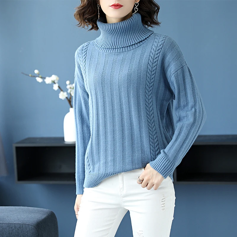 Women Thick Cashmere Sweater High Collar Pullovers Elegant Turtleneck Lady Warm Long Sleeve | Женская одежда
