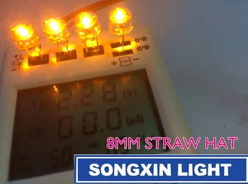 

100pcs LED 8mm Yellow Straw Hat Water Clear 8 mm LED Diode Wide Angle Emitting Diode LED Light Lamp Through Hole