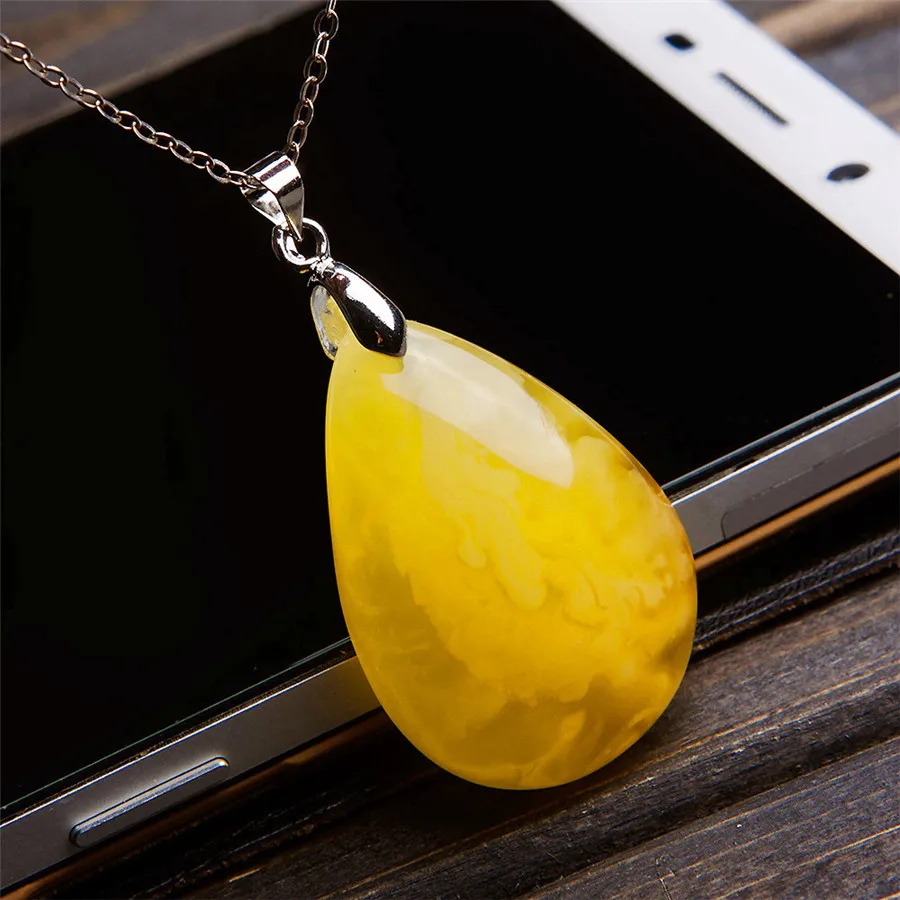 Natural Yellow Stone Crystal Bead Pendant 34*24*9mm New Arrival Fashion