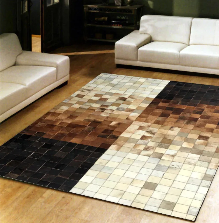 

Fashionable art carpet 100% natural genuine cowhide leather rubber matting