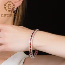 Gem's Ballet 16.80Ct натуральный красный гранат драгоценный камень браслеты и браслеты для женщин Свадебные ювелирные изделия 925 пробы серебряный браслет