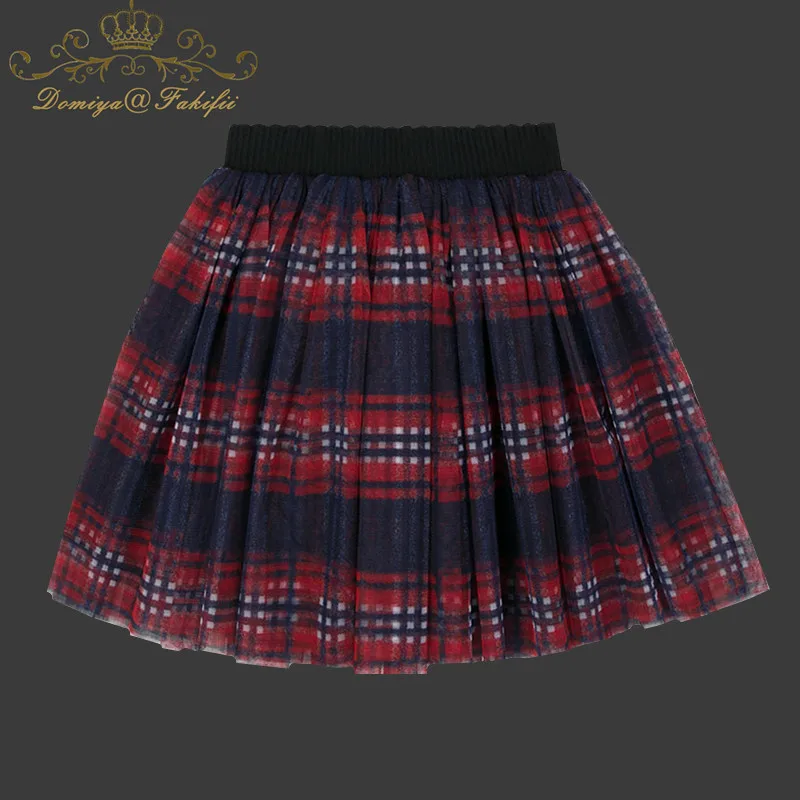 

2018 Summer Brand Girls Fluffy 2-18 Years Chiffon Pettiskirt Plaid Print tutu skirts girl Dance Skirt Christmas Tulle Petticoat