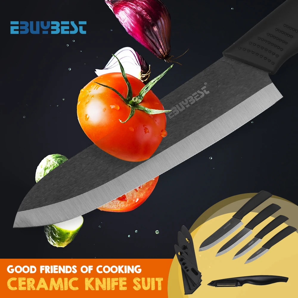 Kitchen Knives Ceramic Knives Cook 3 4 5 6 inch+ Peeler Zirconia Black Blade Paring Fruit Vege Chef Ceramic Knife Set