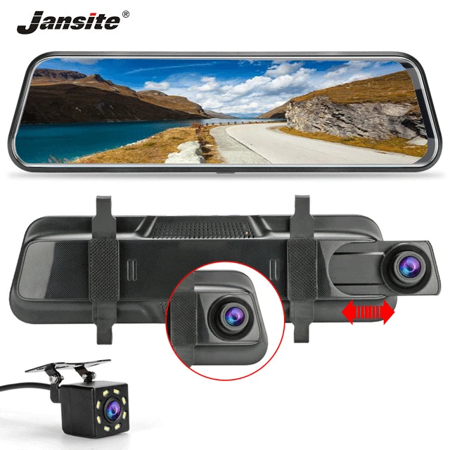 

Jansite 10'' dash cam 1080P Full Touch screen dvr camera Parking Monitor G-Sensor Loop Recording night vision Streaming media