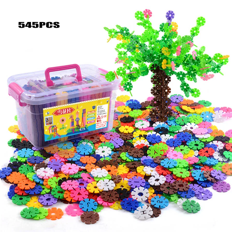 

400pcs Educational DIY snowflake Building Blocks Assembling Pipeline Tunnel Plastic Blocks Toys for Children Gifts