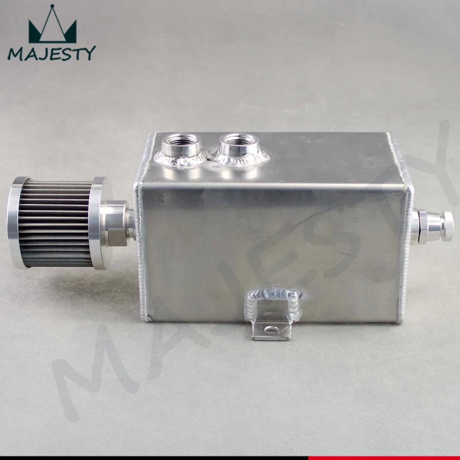 

Universal 3L Aluminum oil catch can tank with breather & drain tap 3LT baffled