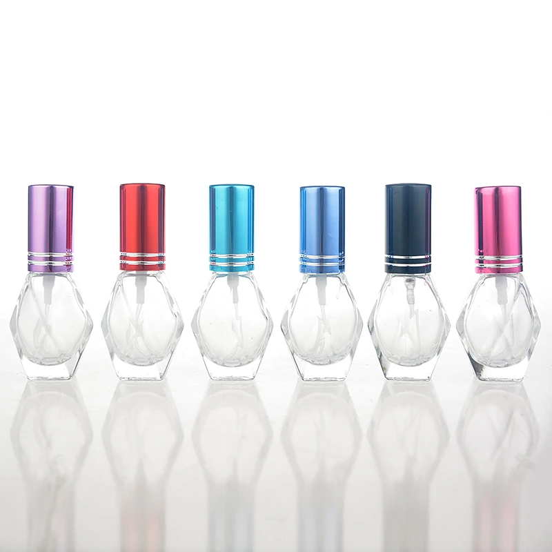 

Hot Sale 1 Piece 8ML Fashion Portable Coulored Glass Perfume Bottle With Aluminum Atomizer Empty Cosmetic Case For Travel