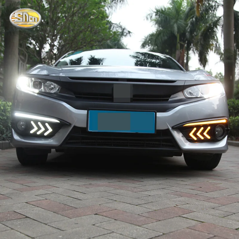 

Turning Signal and dimming style relay 12V Car LED DRL Daytime Running Lights with Fog Lamp hole For Honda Civic 10th 2016 2017