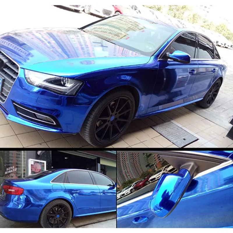 

The newest Blue Vinyl Film Wrap Color Change Car Body Chrome Mirror Sticker Decal Sheet