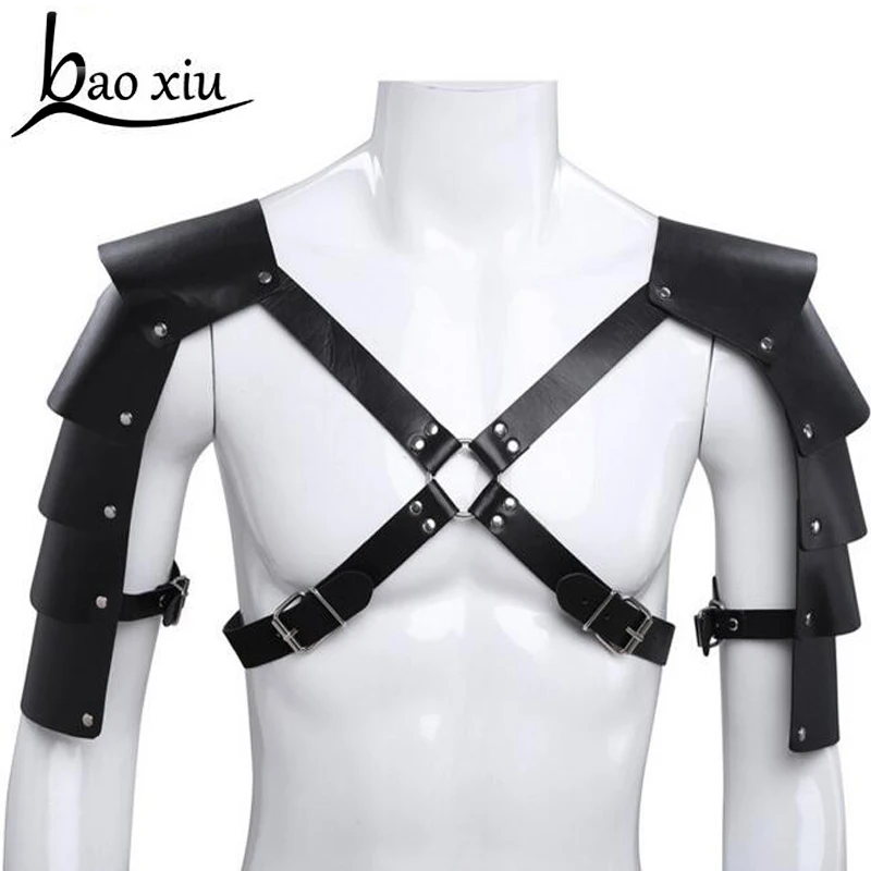 

Harajuku Goth Adjustable Pu Leather Harness Bondage Men Punk Fashion Tops Club Party shoulder-strap Hallowee Rave Suspenders