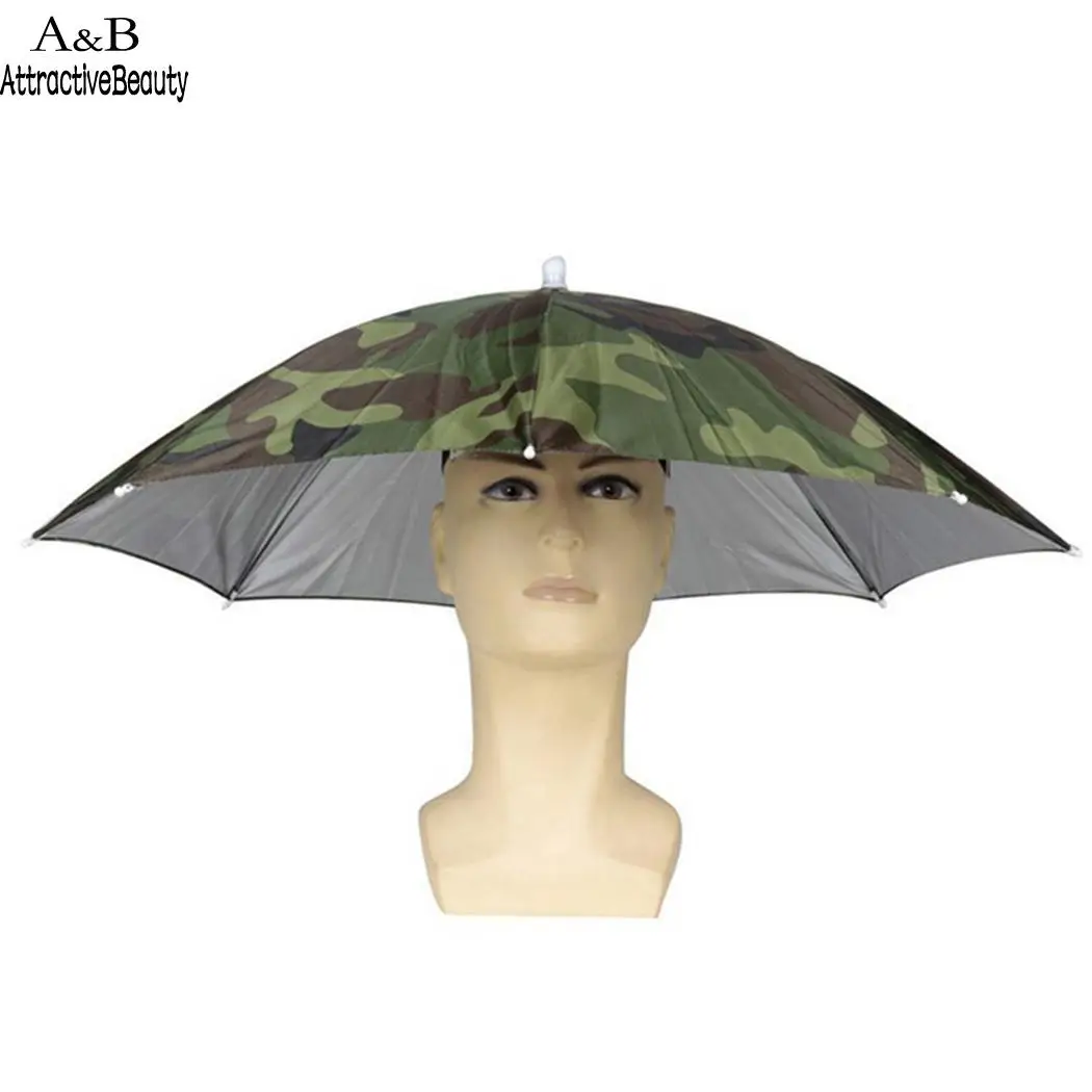 Camouflage Elastic Band Fishing Headwear Umbrella Approx. 39cm/15.4inch