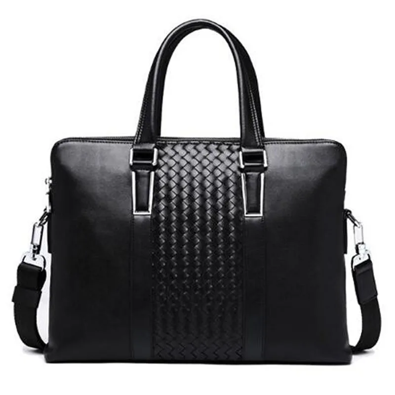 GSQ Genuine Leather Men Handbag Classic High Quality Leather Bag Business Men Bag 14inch Laptop Briefcase Messenger Bag G59593 new high quality leather men laptop briefcase bag 14 inch computer bags handbag business bag fashion laptop handbag for men