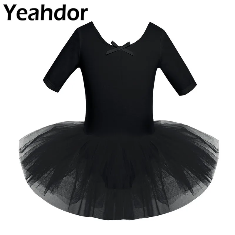 

Kids Girls Short Sleeve Cotton Tulle Ballet Dance Leotard Dress Gymnastics Leotard Tutu Dress Ballet Dancing Ballerina Dress