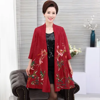 

NIFULLAN Fashion Women's Embroidery Jacket Coat Loose Plus Size Mother Clothing Oversize Shawl Cape Outerwear Cardigan
