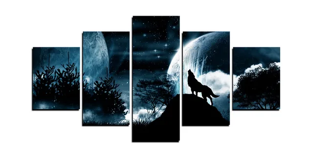 Wolf Wall Art aliexpress : buy 5 panels alone wolf wall art picture gift Wolf Wall Art aliexpress : buy 5 panels alone wolf wall art picture gift