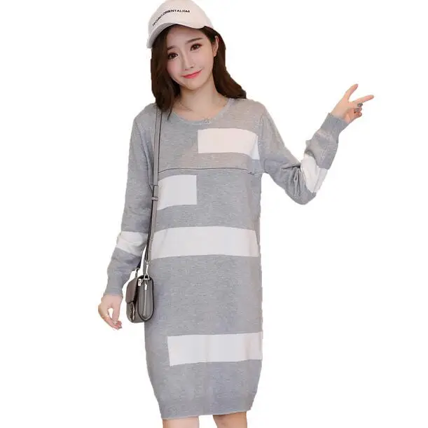

Autumn Knitted Maternity Nursing Dress Breastfeeding Clothes for Pregnant Women Spring Pregnancy Breast Feeding Clothing DF830