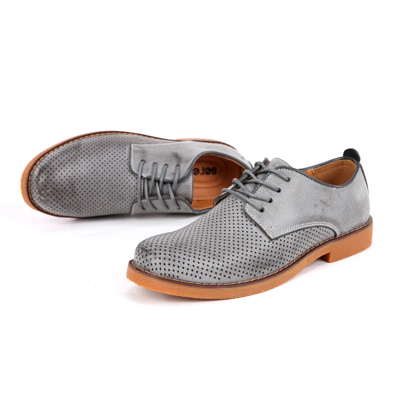 Gray Nice большой Для мужчин кожа Кружево на шнуровке Мужские модельные туфли Бизнес свадебные туфли с острым носком Мужская Обувь вырезы Дизайн Мокасины 8161 - Цвет: Gray