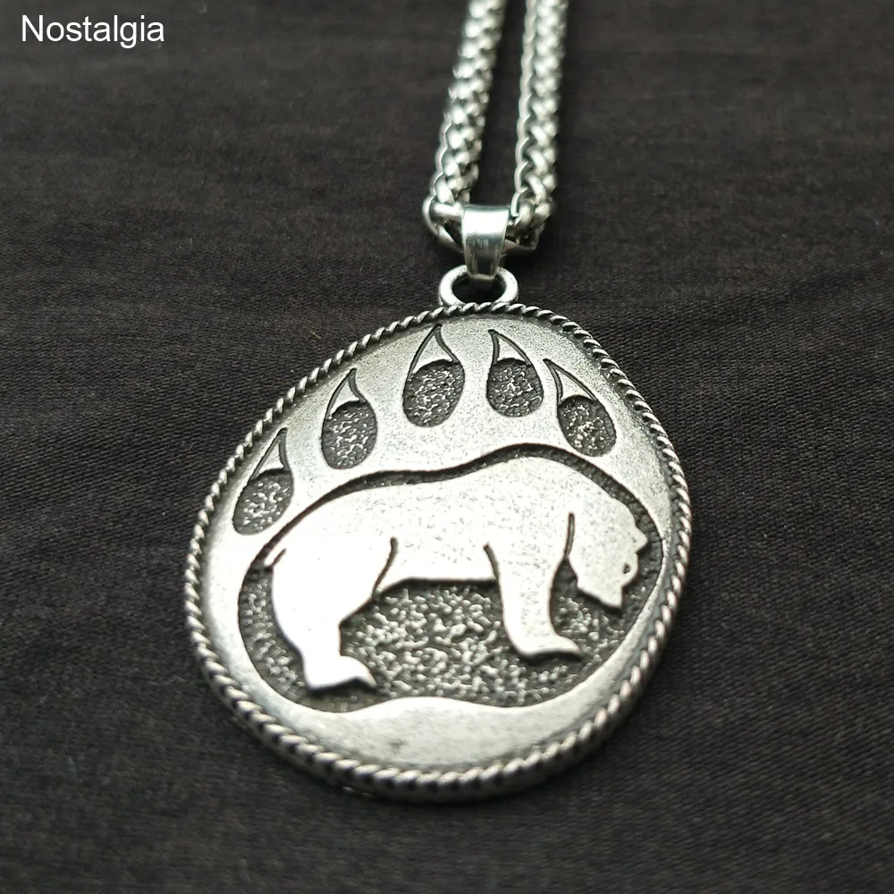 Nostalgia Viking Bear Paw Print Amulet Slavic Pendant For Men Woman Jewelry Making Pagan Talisman Necklace | Украшения и