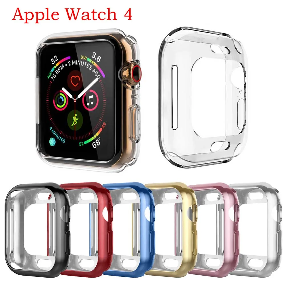 Тонкий чехол 360 градусов для часов Apple Watch 4 44 мм 40 мягкая прозрачная защитная