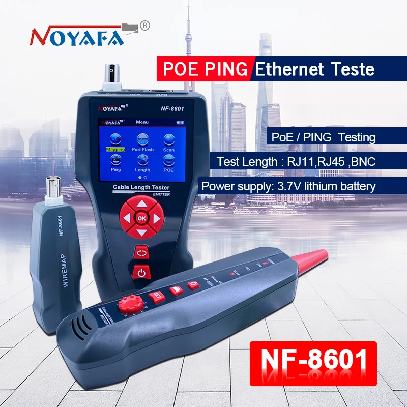 

Hot NOYAFA NF-8601Multi-functional Network Cable Tester LCD Cable Length Meter Breakpoint RJ45 Tester Telephone Line Checker EU