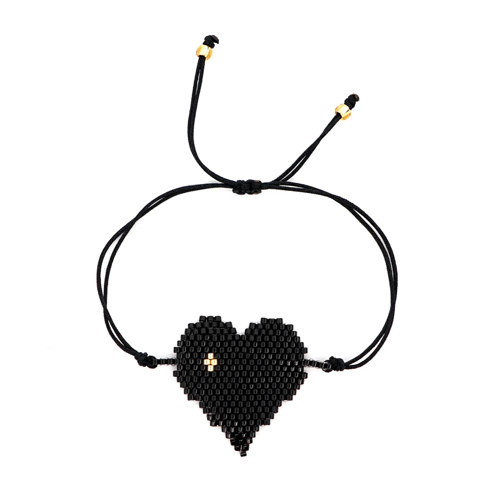 

Go2boho Heart Bracelets Black MIYUKI Bracelet For Women Jewelry Handmade Bijoux Insta Fashion Couples Gift 2019 New Summer Diy