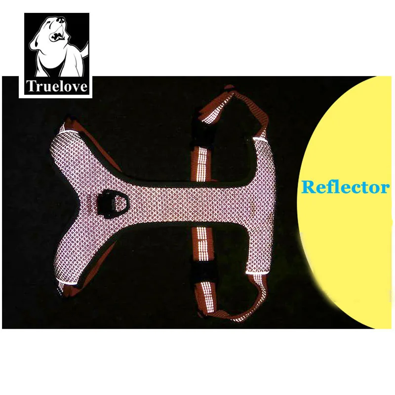 Comprar Truelove acolchado perro reflectante arnés pequeño grande suave paseo ajustable con mango para cinturón de seguridad suministros para mascotas Dropshipping