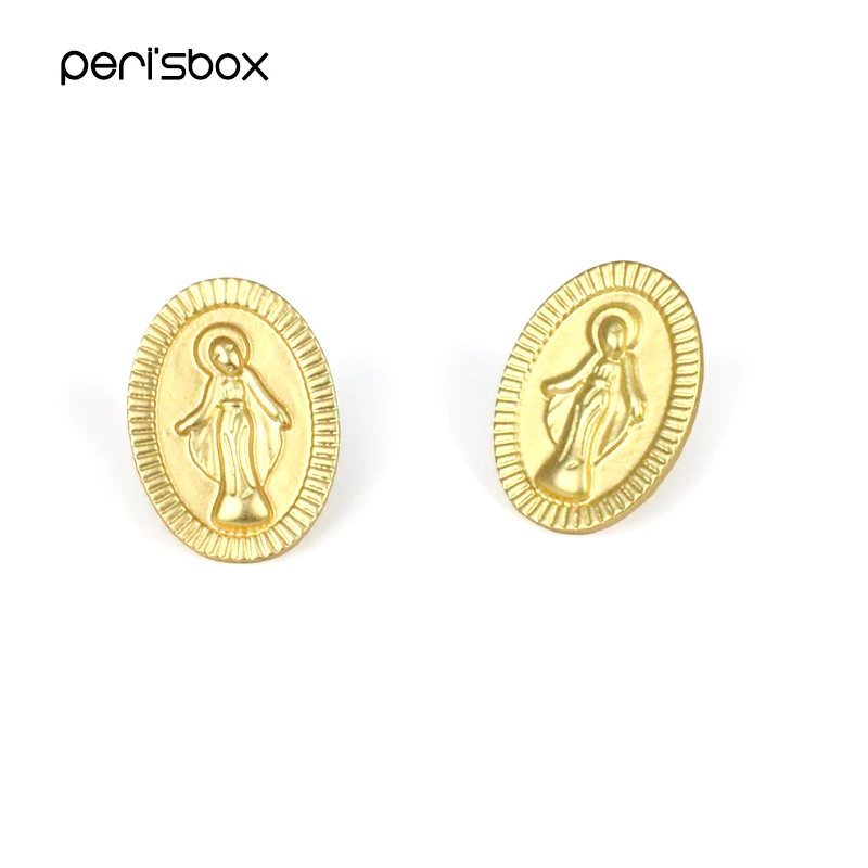 Buy Peri'sBox Gold Color Virgin Mary Stamp Stud