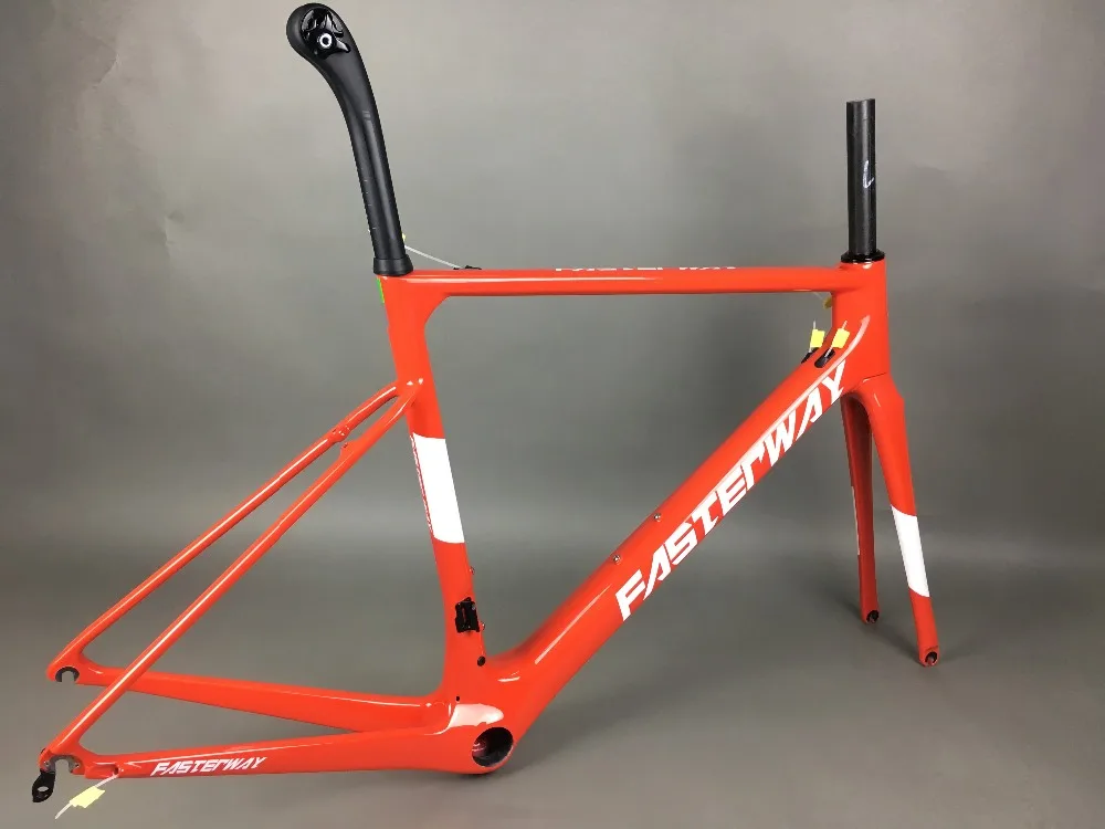 Flash Deal light blue 2018 TAIWAN FASTERWAY classic carbon road frameset UD weaves carbon bike frame:Frameset+Seatpost+Fork+Clamp+Headset 98