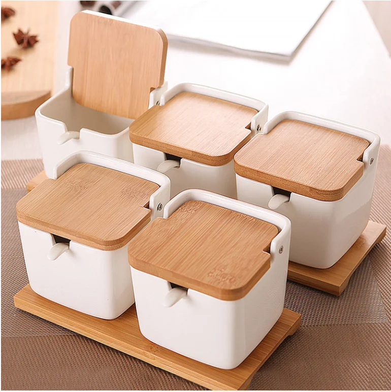Details about / HelloKitty Ceramic Spice Jars Spoons Racks Seasoning Pot Castor Kitchen Salt