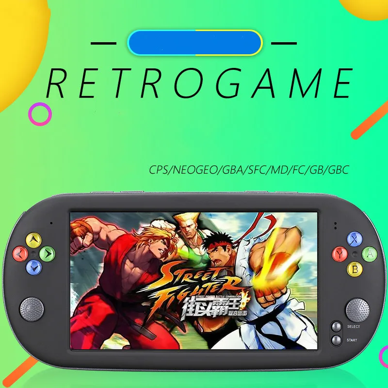 Cdragon 7 Inch Game Console Portable support neo geo arcade video games with 1500 free retro mini game 8 bit 16/32 bit console